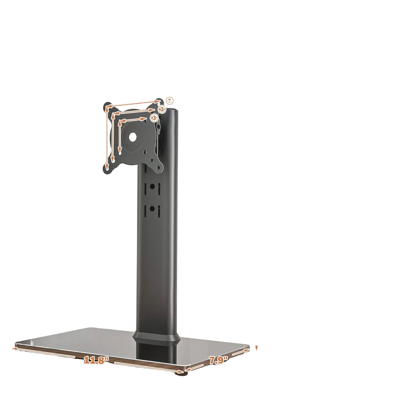 Freistehender Monitorständer für 13–32 Zoll Bildschirme – Höhenverstellbarer Tischständer mit VESA 50x50 / 75x75 / 100x100, Dreh- und Schwenkfunktion, Glasbasis