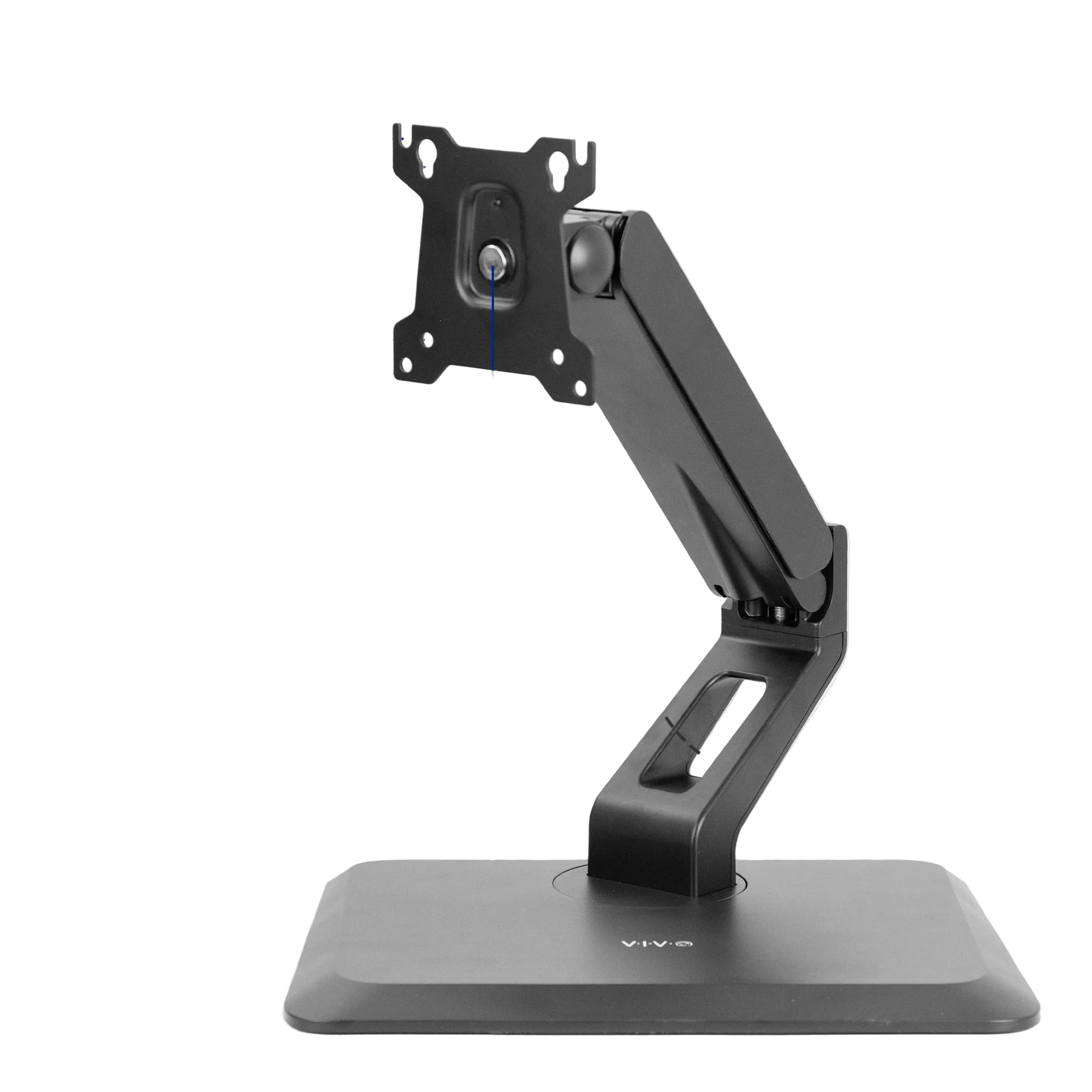 Freistehender Monitorständer für 17–32 Zoll Bildschirme – Pneumatisch höhenverstellbarer Tischhalter mit Drehbasis, VESA 75x75 / 100x100, Neig- und Schwenkbar, Schwarz