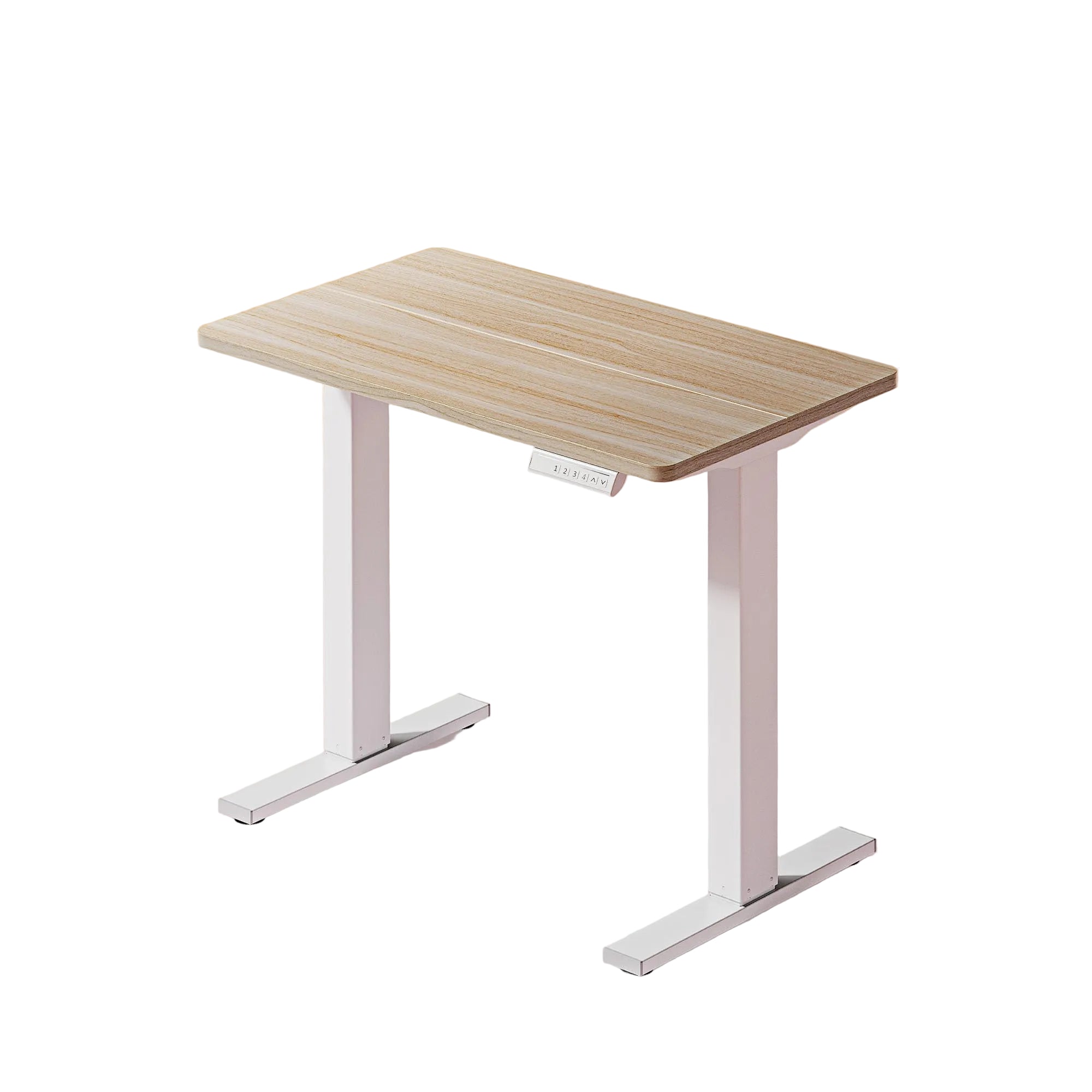 Elektrischer Stehschreibtisch 81 cm – Höhenverstellbarer Homeoffice-Desk mit 4 Speicherpositionen, Sit-Stand Tisch, Light Walnut